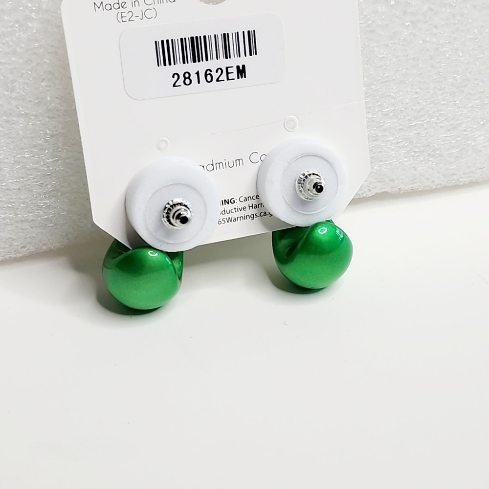 Juliet by Crystal Avenue Iridescent Green Teardrop Stud Earring - Picture 5 of 5